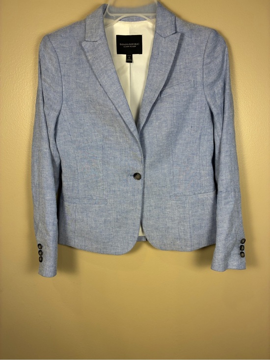 Banana Republic Jackets & Blazers - Banana Republic Classic Blazer Jacket Linen Blend Chambray Blue Sz 0
